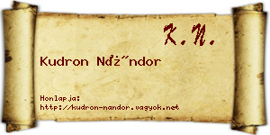 Kudron Nándor névjegykártya
