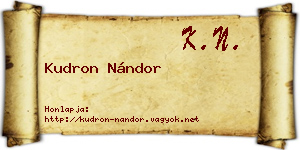 Kudron Nándor névjegykártya