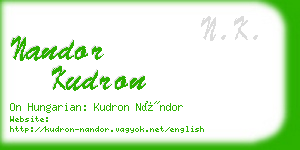 nandor kudron business card